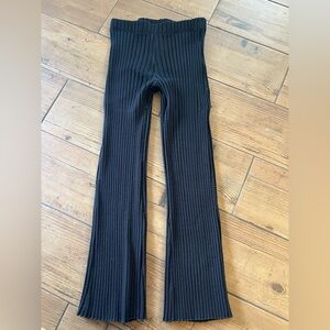 SIMON MILLER black chunky rib knit cropped elastic waist pants XS
